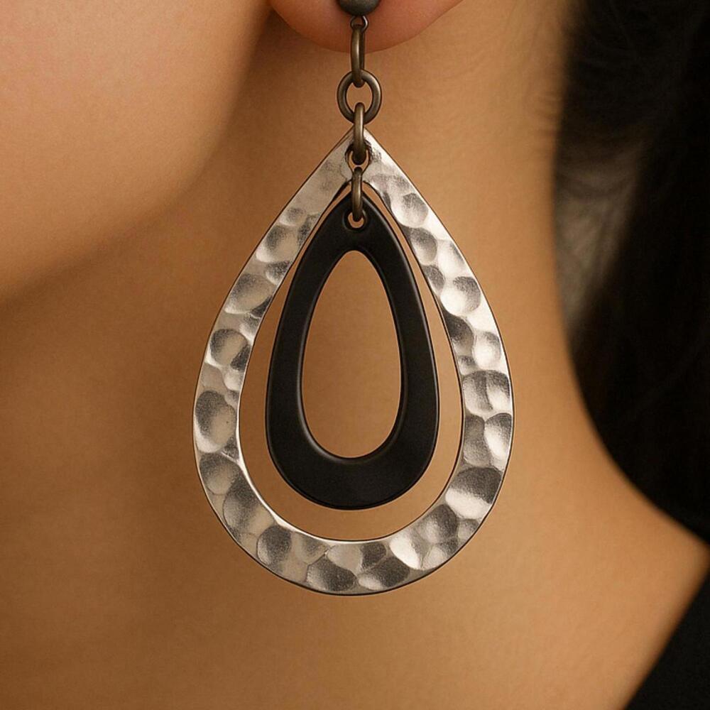 Brand New double layered teardrop earring set with a hook closure.